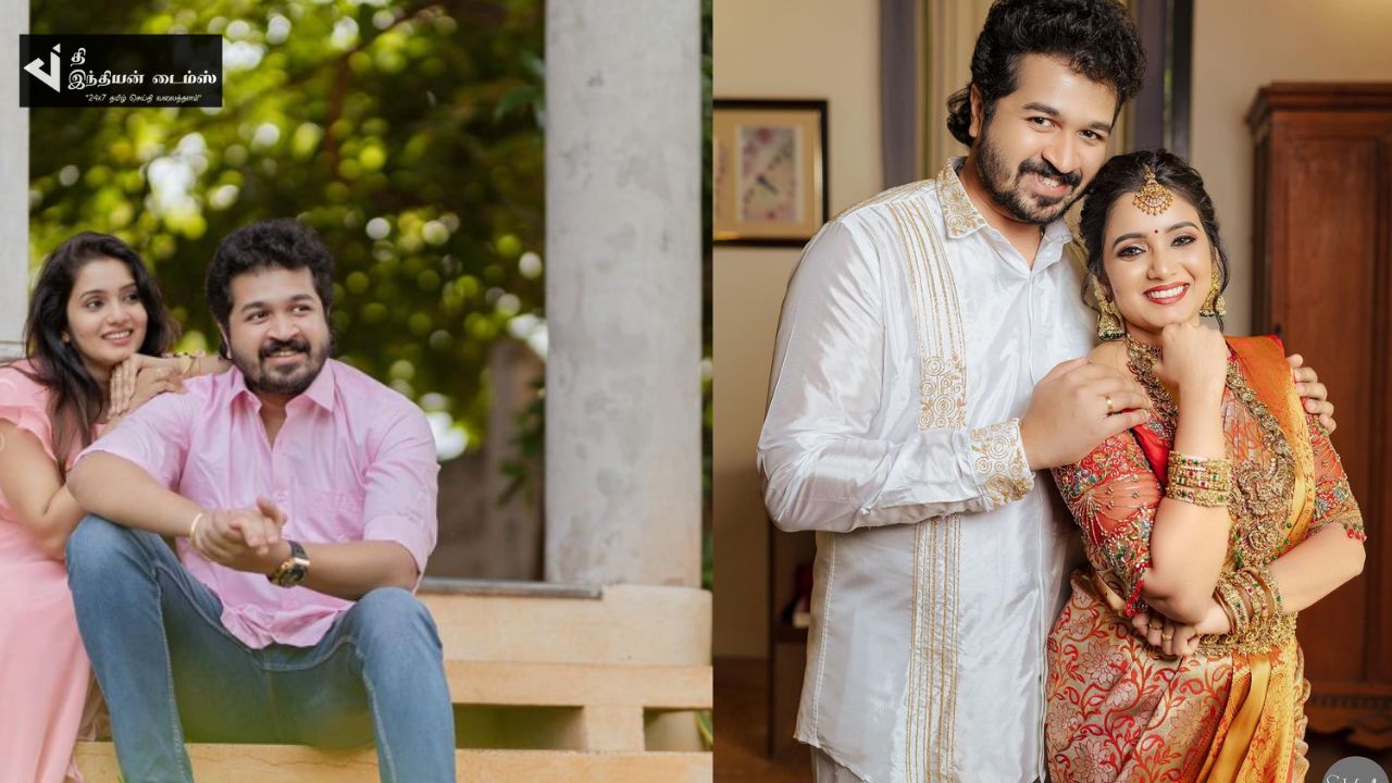 நாதஸ்வரம் சீரியல் நாயகி மலரை நியாபகம் இருக்கா? கணவருடன் எடுத்த புகைப்படங்கள்