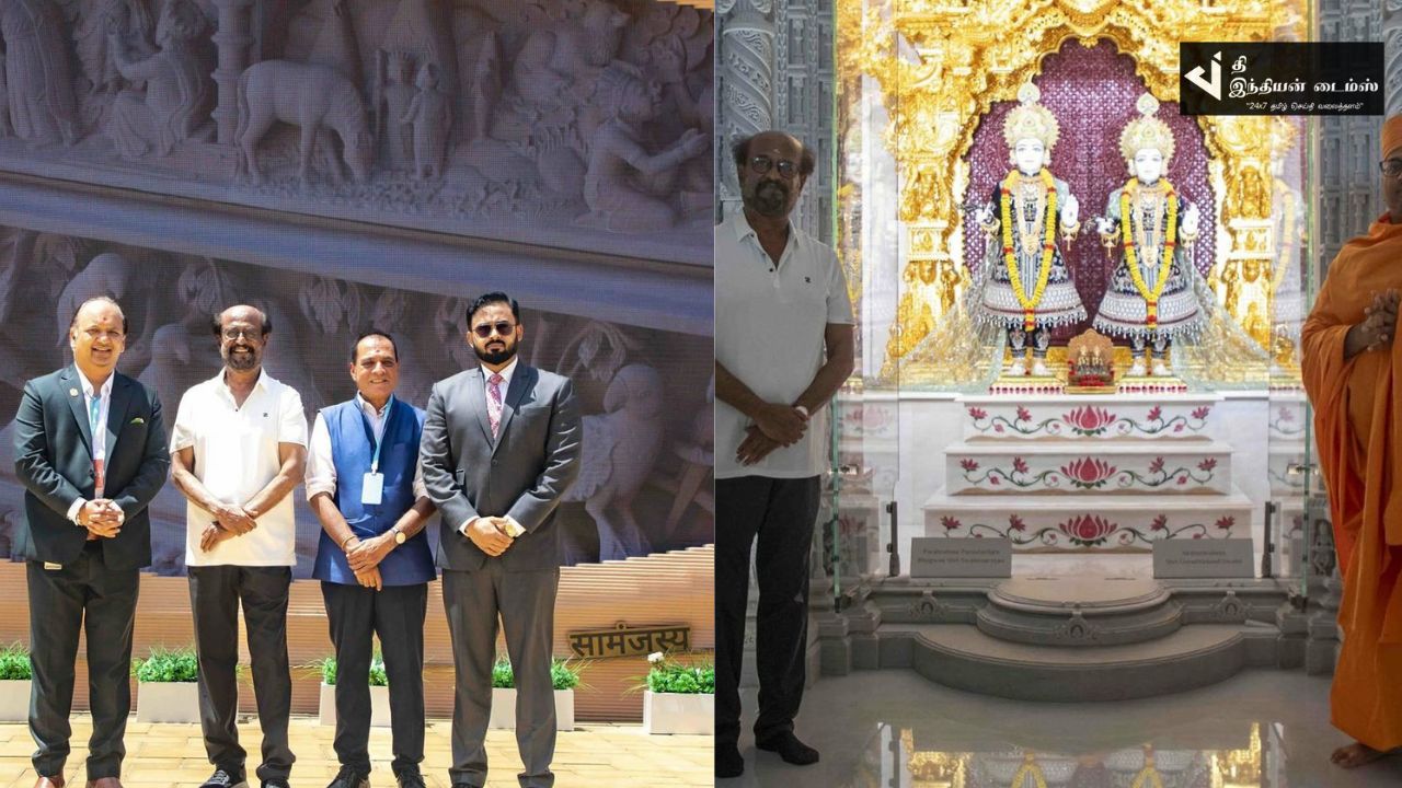 அபுதாபி கோவிலில் சுவாமி தரிசனம் செய்த சூப்பர் ஸ்டார் ரஜினிகாந்த்