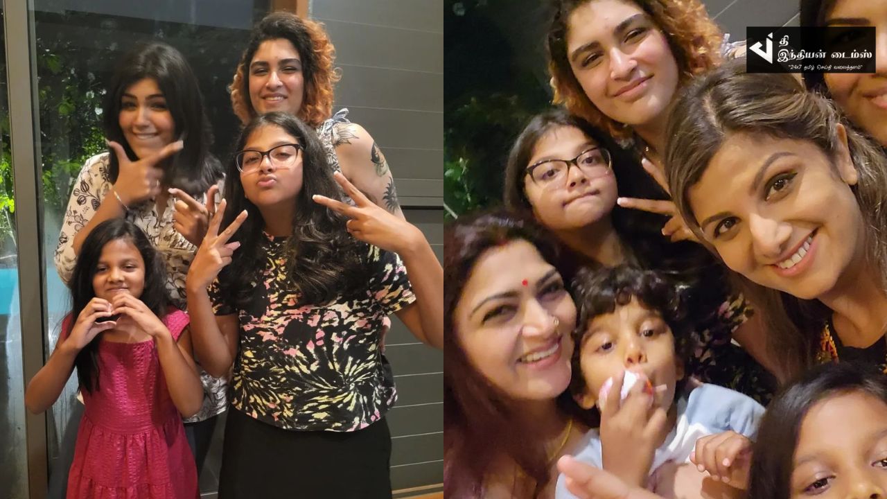 நடிகை குஷ்பு வீட்டிற்கு குடும்பத்துடன் சென்ற நடிகை ரம்பா