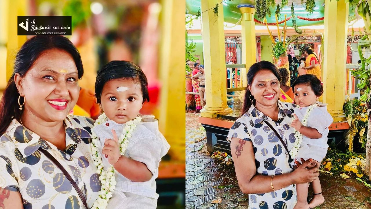மகன் பேரனுடன் கம்பம் கோவிலுக்கு சென்ற பாக்கியலட்சுமி சீரியல் செல்வி அக்கா