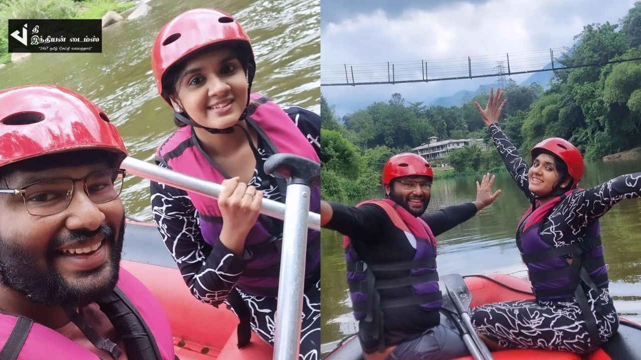 கணவருடன் விடுமுறையில் தாலாட்டு சீரியல் நடிகை சஹானா