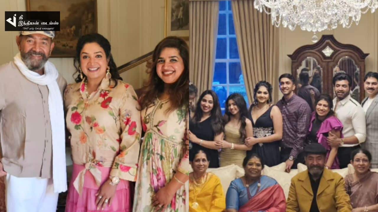 லண்டனில் நடைபெற்ற பேத்தி திருமண வரவேற்பில் கலந்துகொண்ட நடிகர் விஜயகுமார்