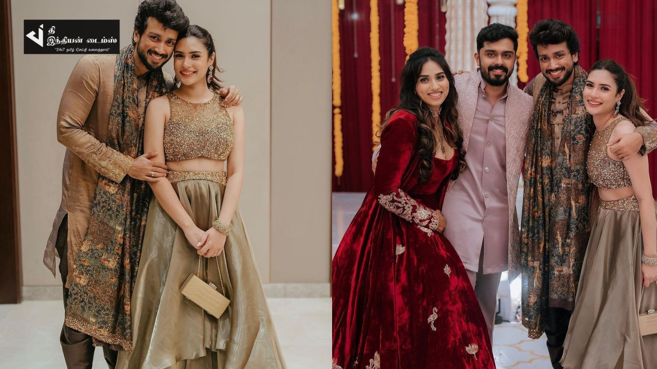 தங்கை திருமண வரவேற்பில் காதலியுடன் கலக்கிய நடிகர் காளிதாஸ் ஜெயராம் 