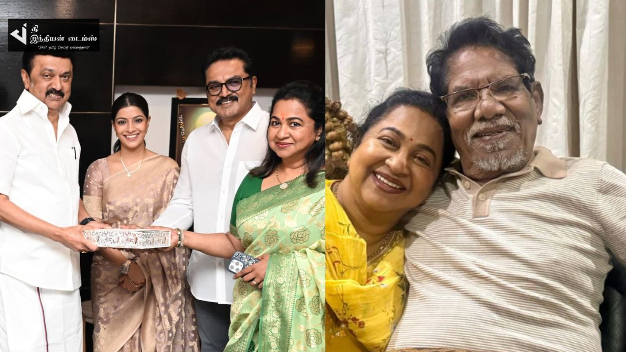 நடிகை வரலட்சுமியின் திருமணத்திற்காக பிரபலங்களுக்கு நேரில் பத்திரிக்கை வைத்த நடிகை ராதிகா