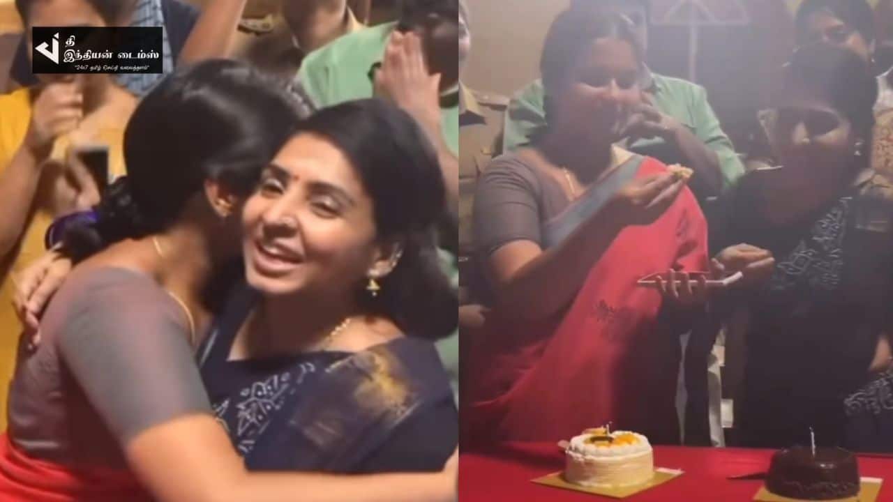 எதிர்நீச்சல் சீரியல் கடைசிநாள் படப்பிடிப்பில் கேக் வெட்டி பிறந்தநாள் கொண்டாடிய நந்தினி மற்றும் ரேணுகா