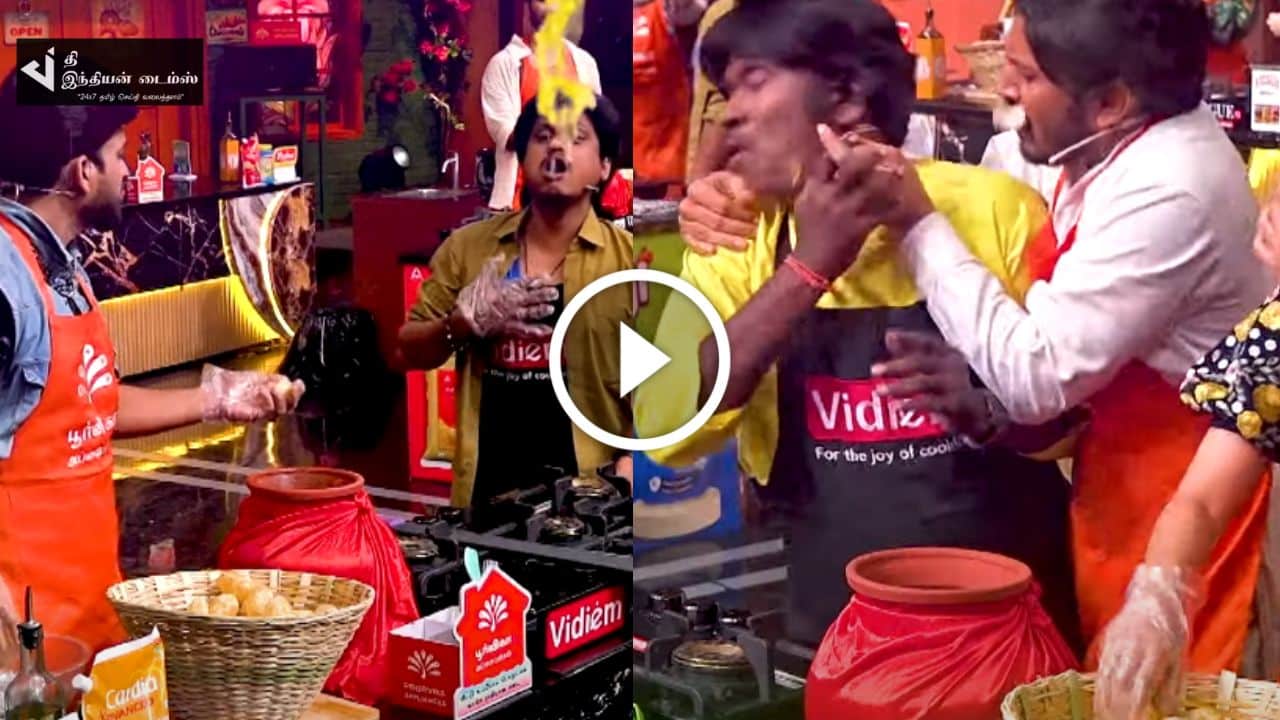 வந்தாச்சு பானிபூரி சேலஞ்.. படாதபாடு படும் கோமாளிகள்… cook with comali promo