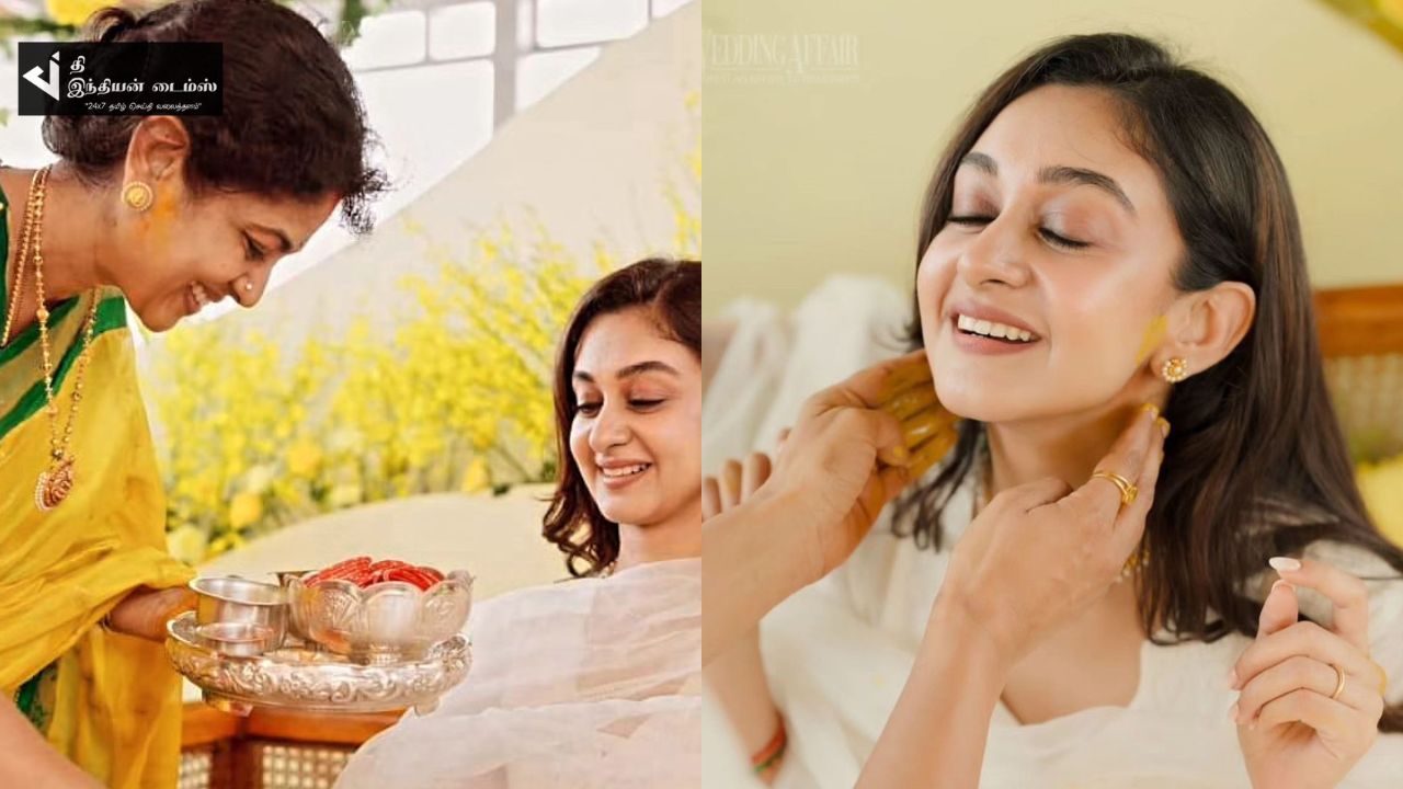 இன்று நடைபெற்ற நடிகர் அர்ஜுன் மகள் ஐஸ்வர்யா திருமண நலுங்கு