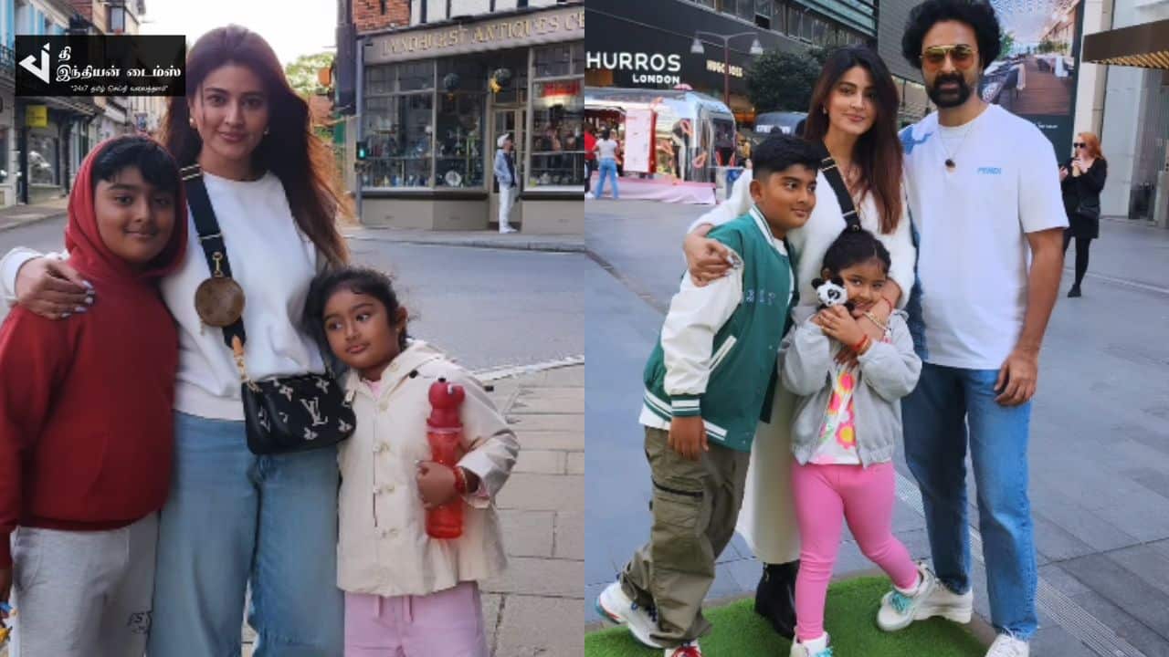 மகன் மகளுடன் வெளிநாட்டில் நடிகை சினேகா விடுமுறை கொண்டாட்டம்