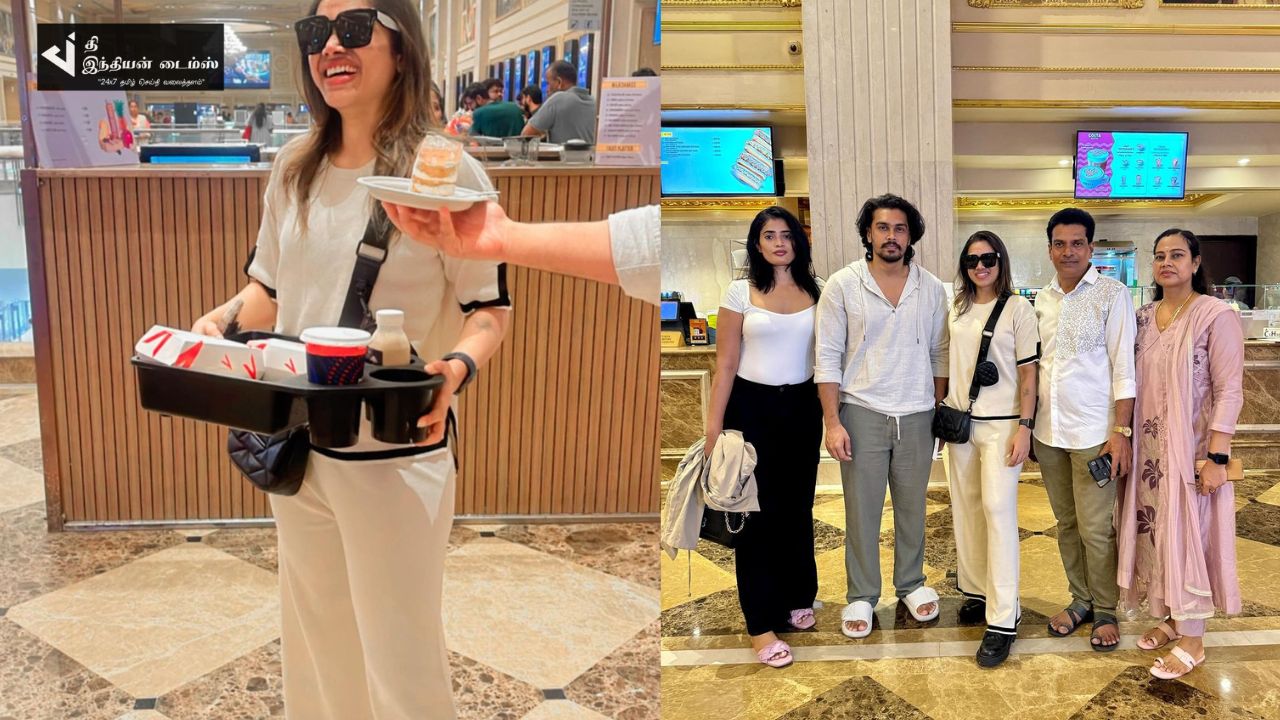குடும்பத்துடன் இந்தியன் 2 படத்திற்கு சென்ற விஜய் டிவி சீரியல் நடிகை ஆர்த்தி சுபாஷ்