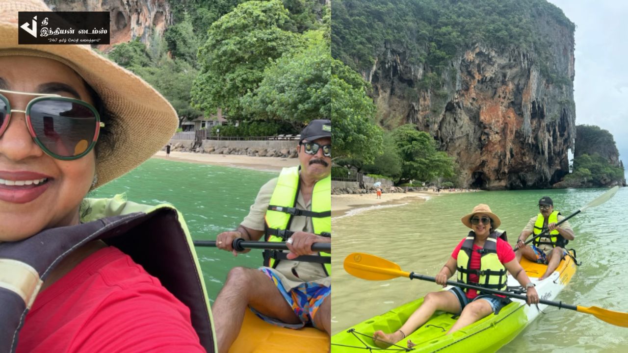 WEEK END-ஐ கணவருடன் வெளிநாட்டில் கொண்டாடும் நடிகை ராதிகா சரத்குமார்