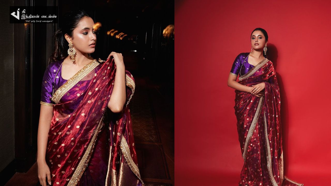 சேலையில் அழகில் தாறுமாறாக இருக்கும் நடிகை பிரியங்கா மோகன் அழகிய புகைப்படங்கள்