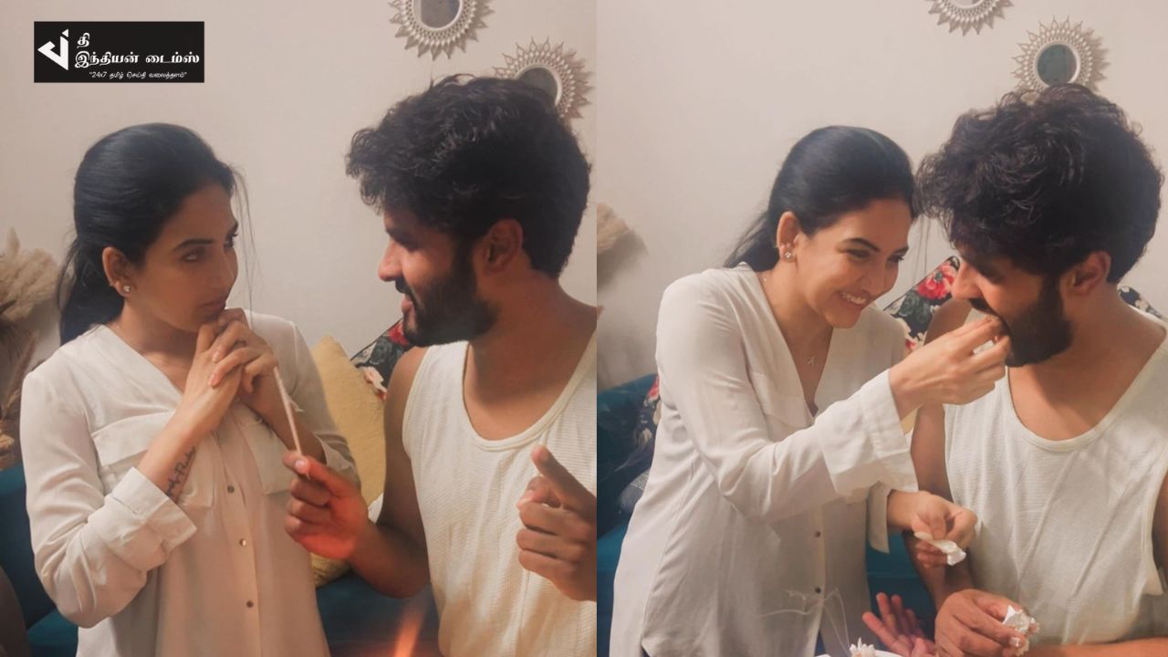 காதலன் அமீர் பிறந்தநாளை கேக் வெட்டி கொண்டாடிய பாவனி ரெட்டி