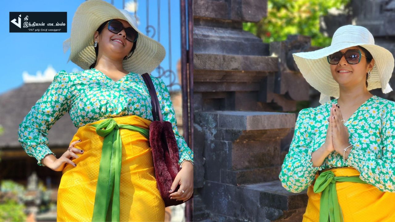 பாலி நாட்டு பாரம்பரிய உடையில் எதிர்நீச்சல் சீரியல் ஜனனி