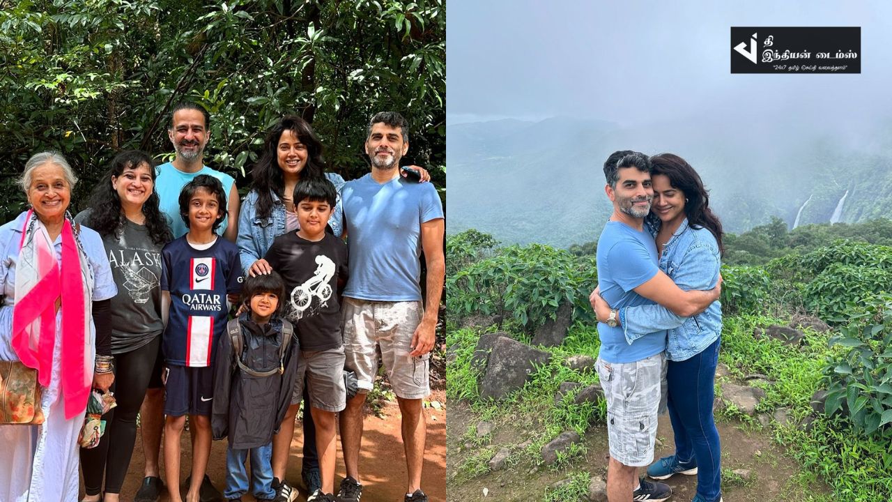 வாரணம் ஆயிரம் நாயகி சமீரா ரெட்டி குடும்பத்துடன் மலைப்பகுதியில் விடுமுறையை கொண்டாட்டம்