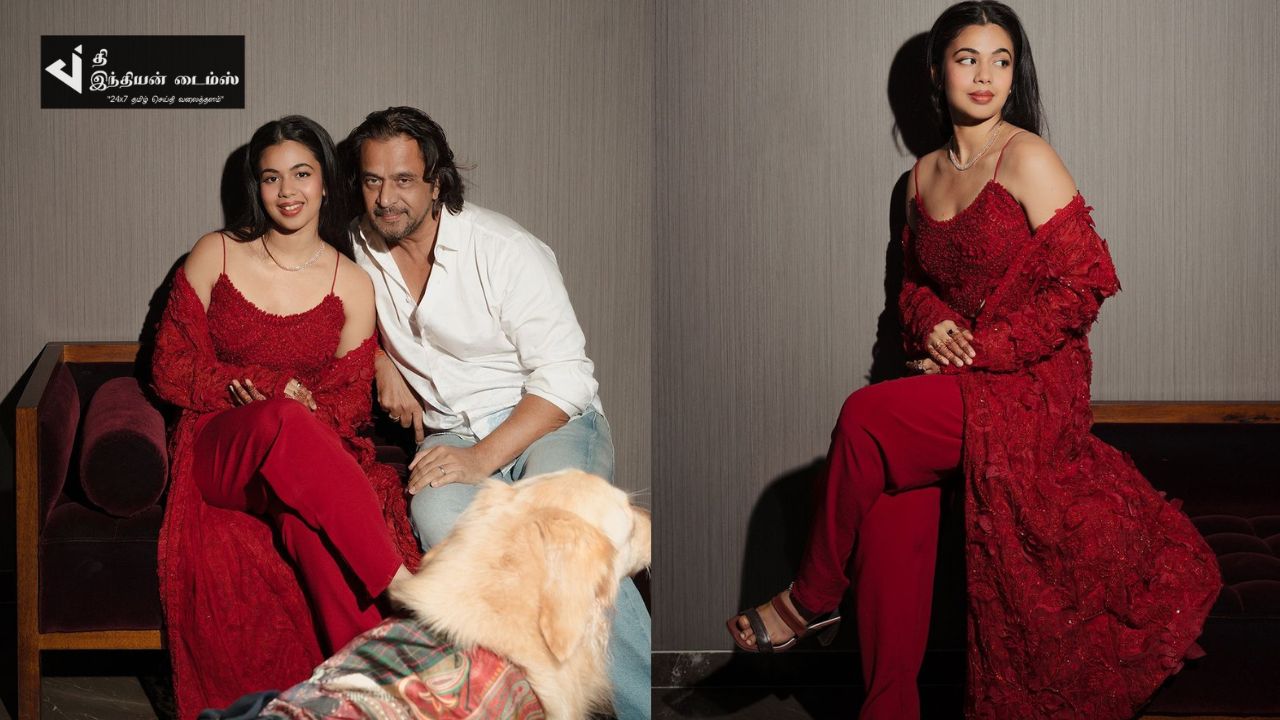 தங்க சிலை போல ஜொலிக்கும் நடிகர் அர்ஜுனின் இளைய மகள்