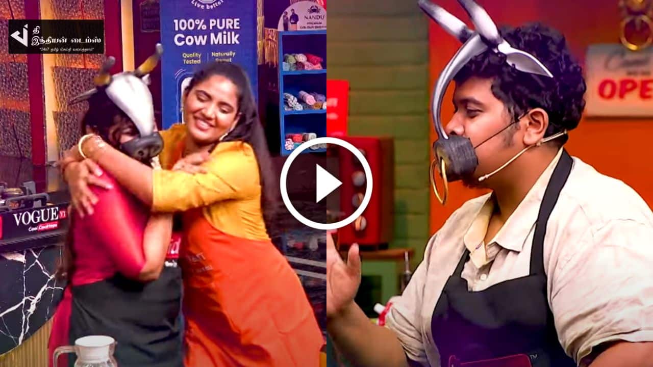 கொடுக்கப்பட்ட hindrance-ஆல் பேச முடியாமல் தவிக்கும் குக்குகள்.. ஜாலியாக இருக்கும் கோமாளிகள்.. Cook with comali promo