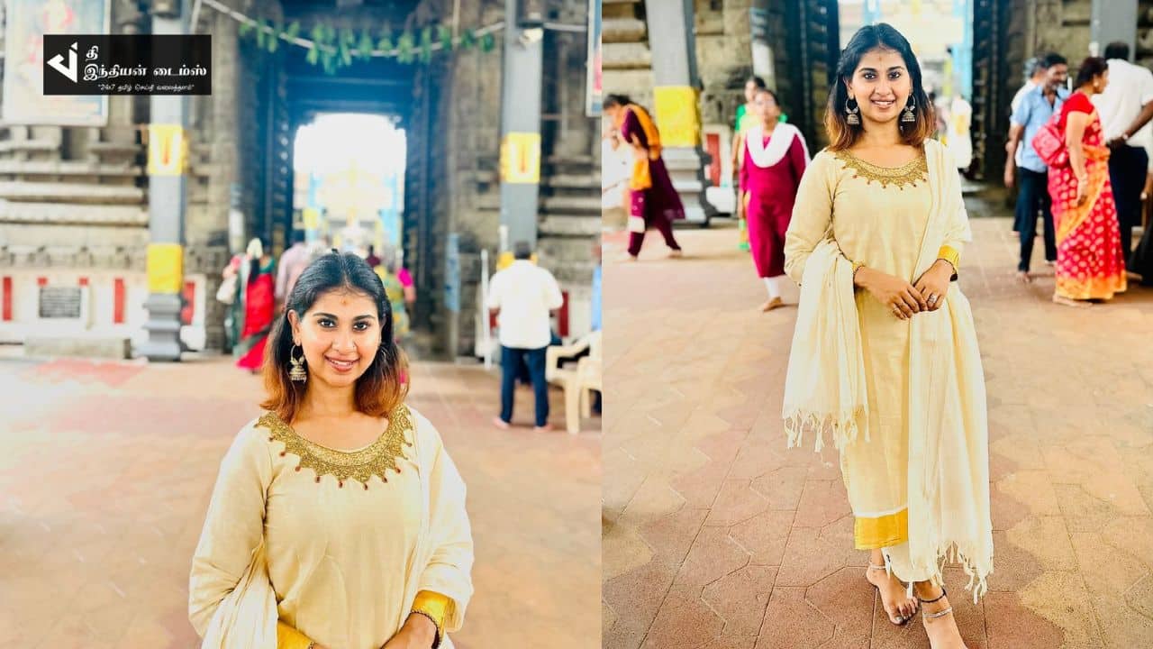 விஜய் டிவி சூப்பர் சிங்கர் நித்ய ஸ்ரீ கோவிலில் சுவாமி தரிசனம் செய்த புகைப்படங்கள்