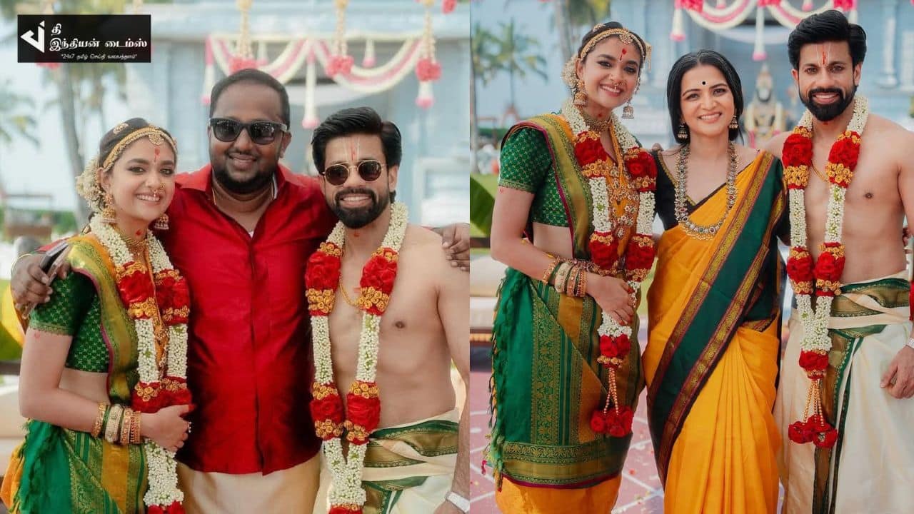 நடிகை கீர்த்தி சுரேஷ் திருமணத்தில் கலந்துகொண்ட தொகுப்பாளினி DD