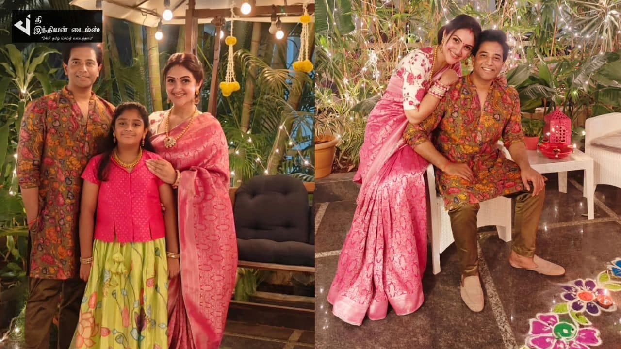 தேவதையை கண்டேன் பட நாயகி ஸ்ரீ தேவி விஜயகுமார் குடும்பத்துடன் தீபாவளி கொண்டாட்டம்
