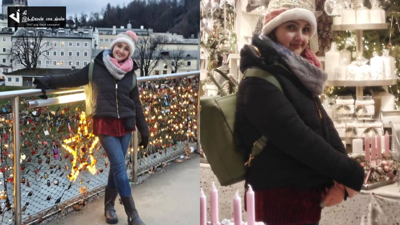 வெளிநாட்டில் கிறிஸ்துமஸ் கொண்டாடும் தேவதையை கண்டேன் பட நாயகி ஸ்ரீ தேவி விஜயகுமார்
