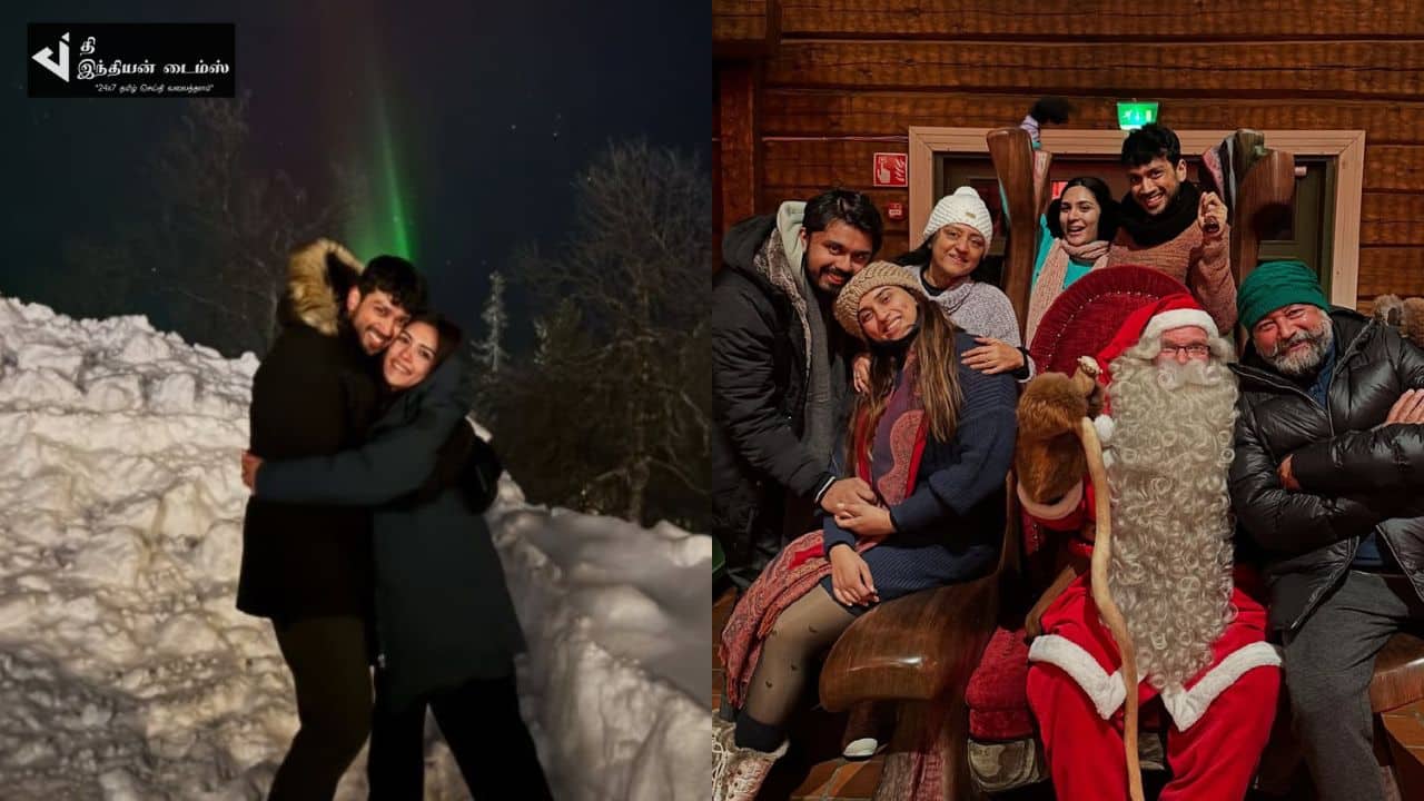 மனைவி உடன் தல கிறிஸ்துமஸ் கொண்டாடிய நடிகர் காளிதாஸ் ஜெயராம்