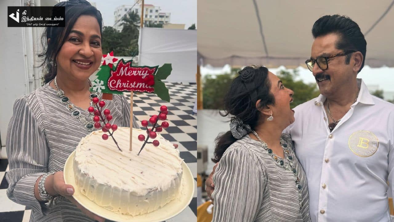 குடும்பத்துடன் கிறிஸ்துமஸ் பண்டிகையை கொண்டாடிய நடிகை ராதிகா சரத்குமார்