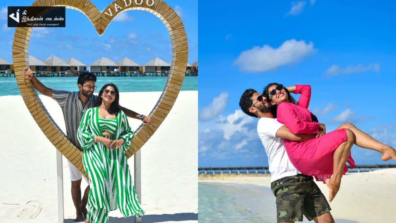 காதலனுடன் மாலத்தீவில் லப்பர் பந்து பட நாயகி ஸ்வாசிகா