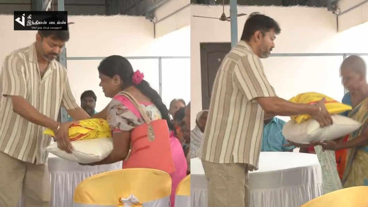 சென்னையில் மழையால் பாதிக்கபட்ட மக்களுக்கு நிவாரண உதவிகளை வழங்கிய நடிகர் விஜய்