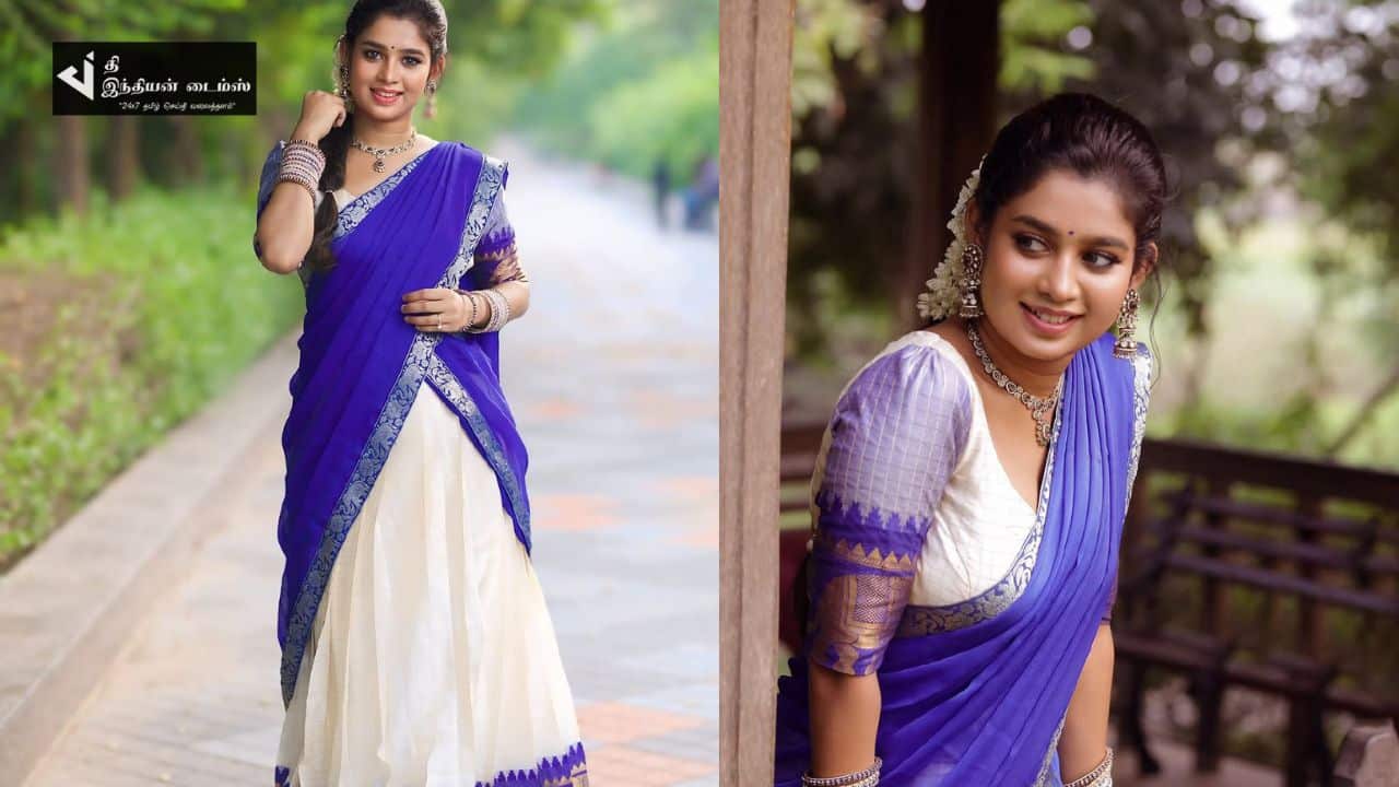 பாவாடை தாவணியில் கலக்கும் பிக் பாஸ் ஜனனியின் அழகிய புகைப்படங்கள்