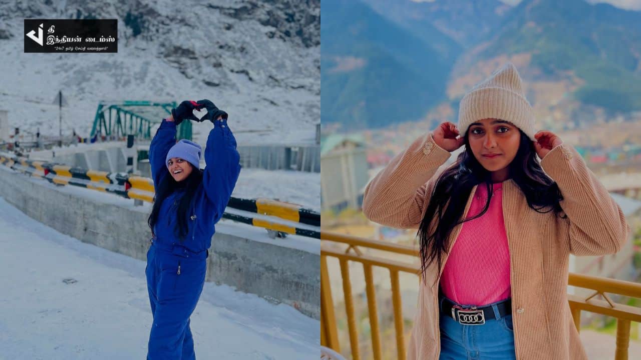 காஷ்மீரில் விடுமுறையை கொண்டாடும் சின்ன மருமகள் சீரியல் நாயகி சுவேதா