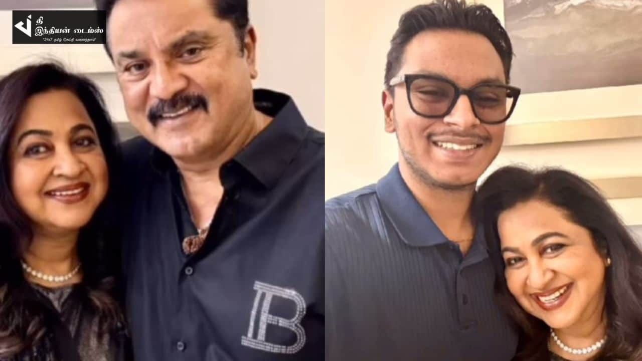 கணவர் சரத் மற்றும் மகனுடன் துபாயில் புத்தாண்டை கொண்டாடிய நடிகை ராதிகா