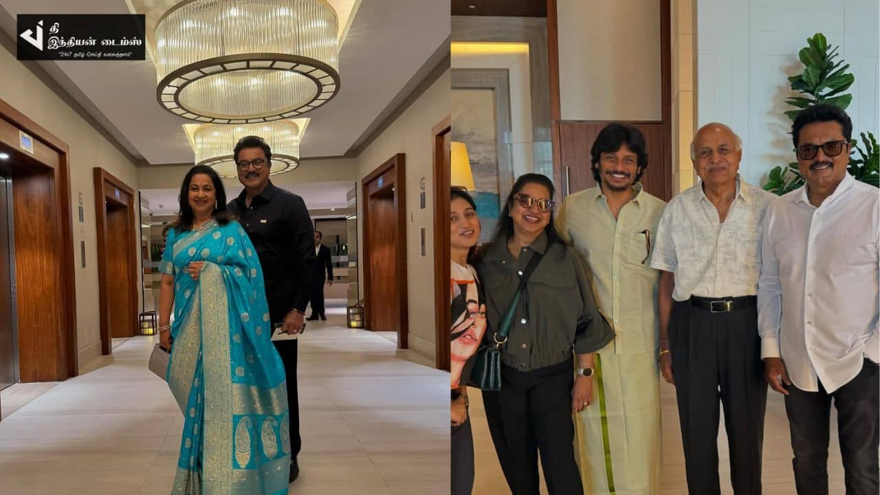 நடிகர் ஜீவா வீட்டு விசேஷத்தில் கலந்துகொண்ட நடிகை ராதிகா சரத்குமார்