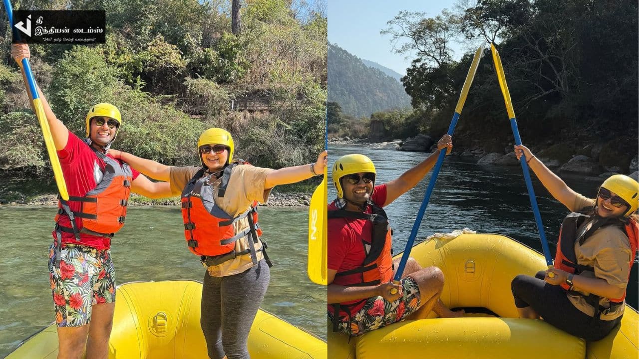 கணவருடன் பூட்டானில் BOAT ரைடு சென்ற சீரியல் நடிகை நக்ஷத்ரா