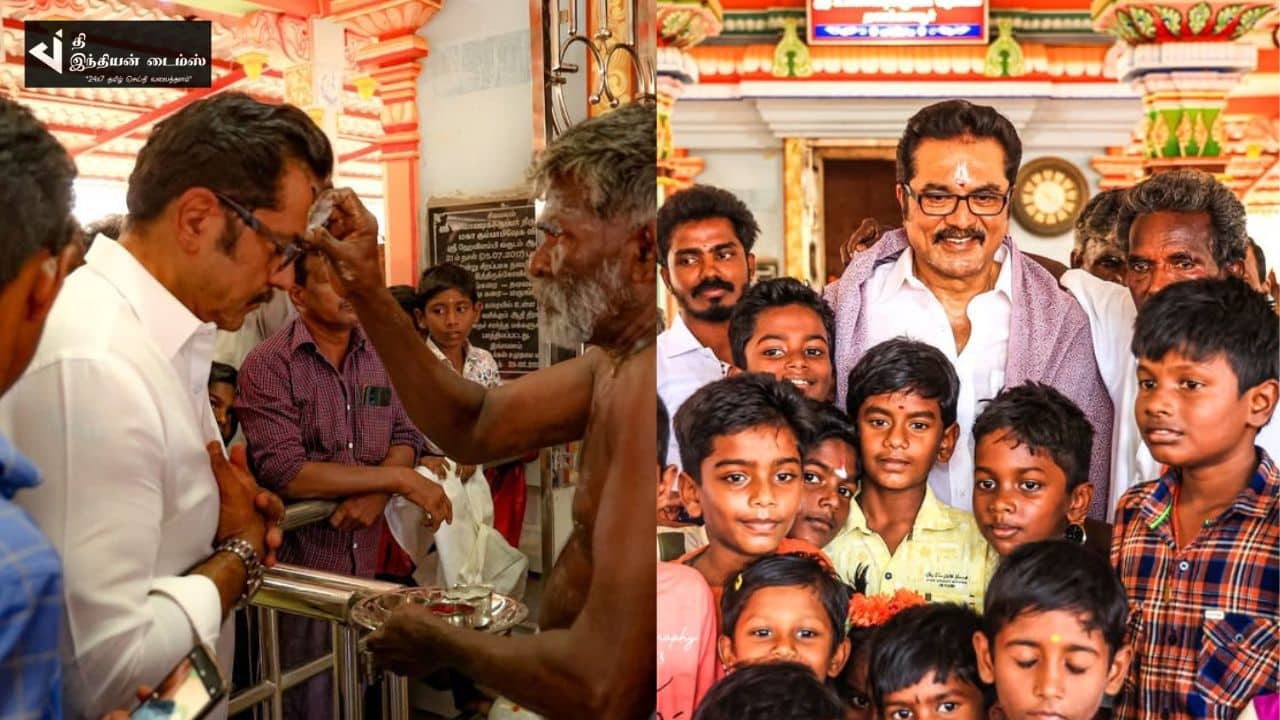 சொந்த ஊர் கோவிலில் நடிகர் சரத்குமார் சுவாமி தரிசனம்
