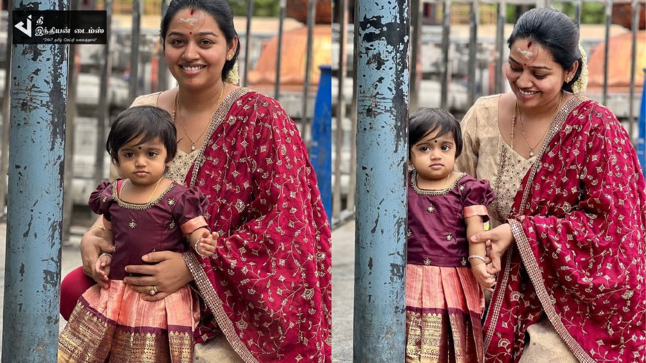 மகளுடன் கோவில் வந்த சீரியல் நடிகை காயத்ரி யுவராஜ்