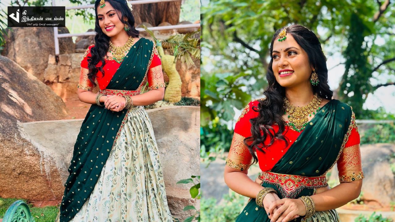 பாவாடை தாவணியில் பட்டையை கிளப்பும் எதிர்நீச்சல் சீரியல் நாயகி ஜனனி