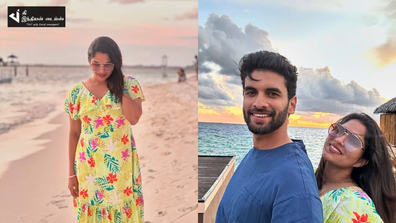 காதலனுடன் வெளிநாட்டில் லப்பர் பந்து பட நாயகி விடுமுறை கொண்டாட்டம்