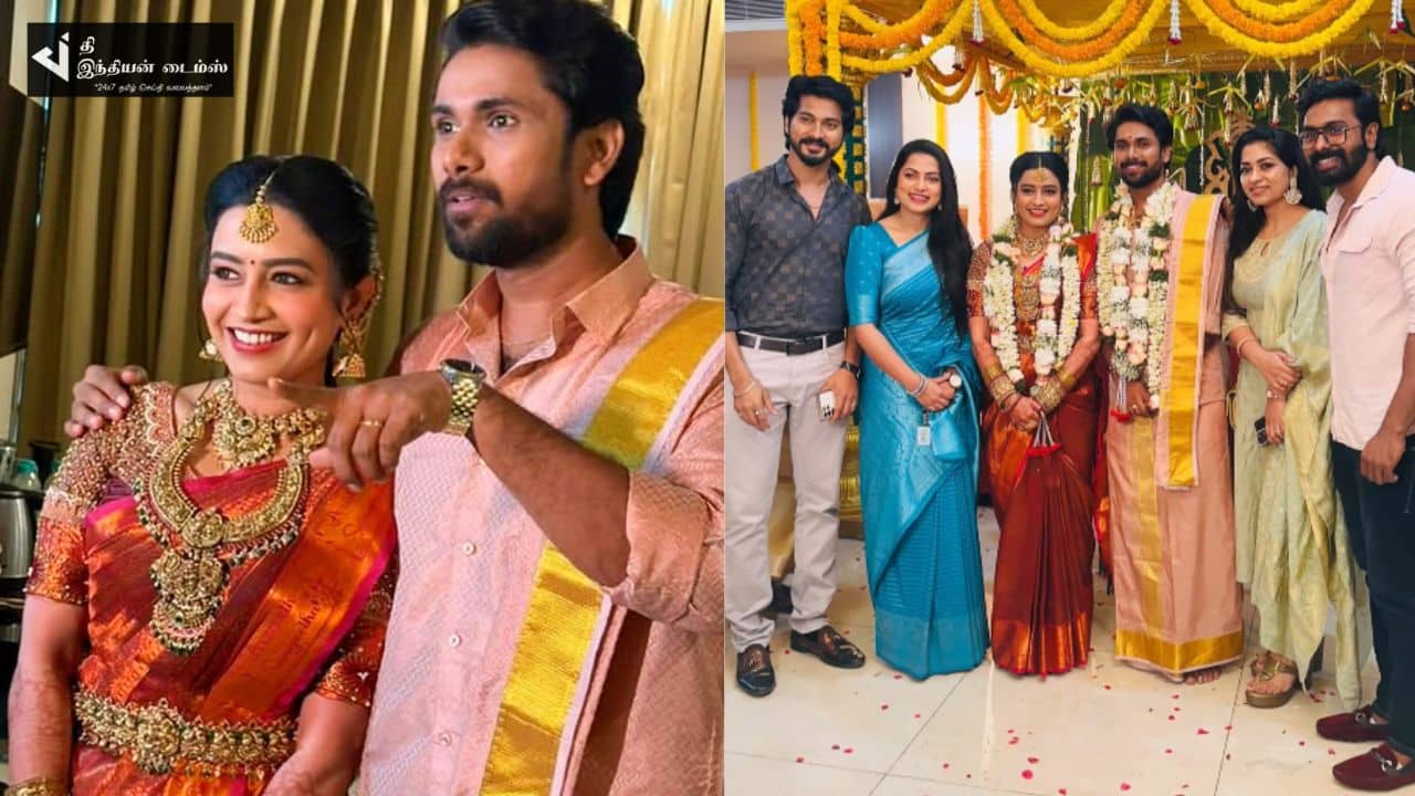 இன்று கோலாகலமாக நடைபெற்ற கானா காணும் காலங்கள் சீரியல் அரவிந்த் சங்கீதா