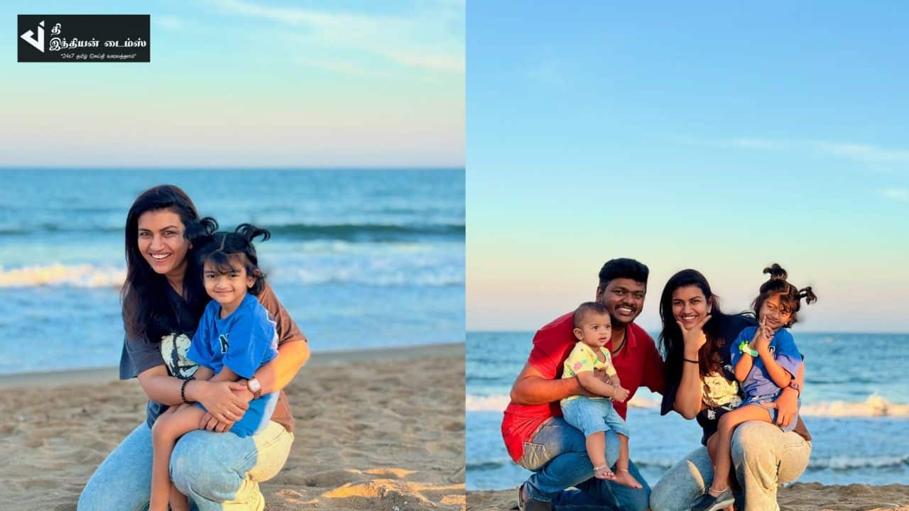 குடும்பத்துடன் மாலை பொழுதை கடற்கரையில் கொண்டாடும் சீரியல் நடிகை ஸ்ரீ தேவி அசோக்