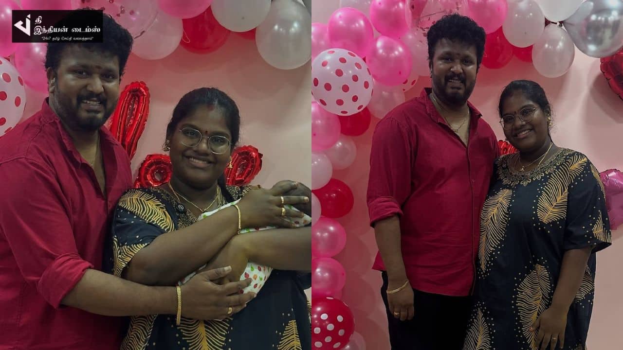 கணவருடன் காதலர் தினத்தை கொண்டாடிய இந்திரஜா ரோபோ சங்கர்