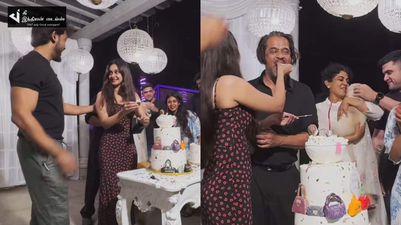 மனைவி ஐஸ்வர்யா அர்ஜுன் பிறந்தநாளை கோலாகலமாக கொண்டாடிய உமாபதி ராமையா