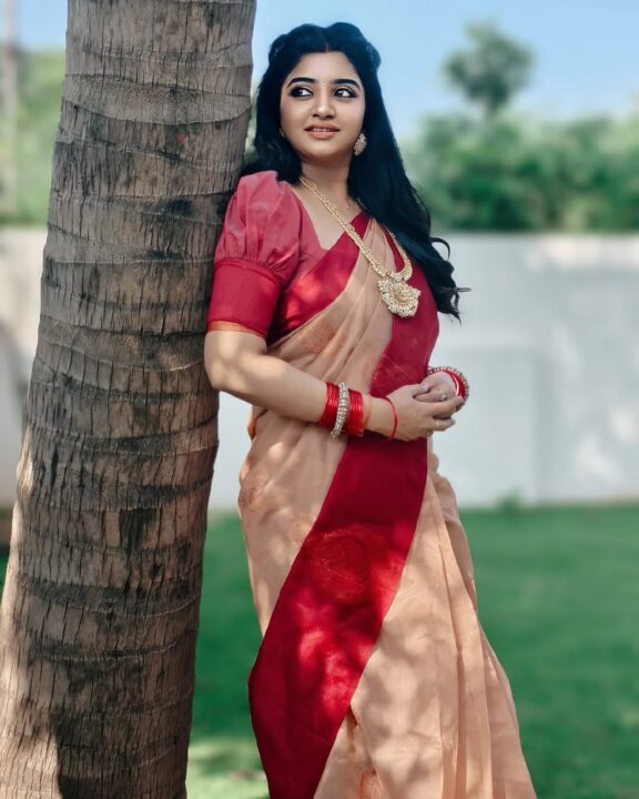 சேலையில் சீரியல் நடிகை மஹாலக்ஷ்மி ரவீந்தரின் செம்ம கியூட்டான புகைப்படங்கள் 4