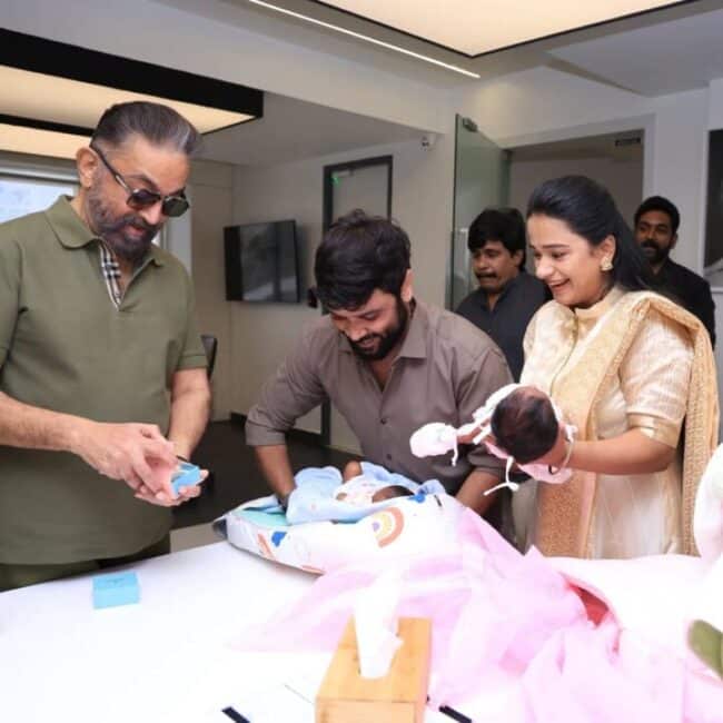 சினேகன் கன்னிகாவின் இரட்டை குழந்தைகளுக்கு பெயர் வைத்த கமல்ஹாசன் 5