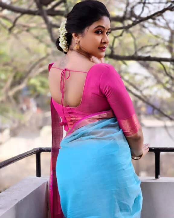 சேலையில் சிலை போல வந்து நின்ற நடிகை ரட்சிதா மஹாலக்ஷ்மி 3