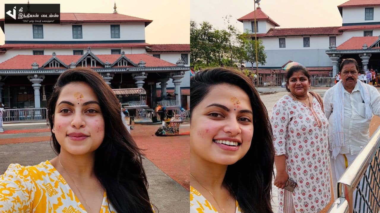 எதிர்நீச்சல் சீரியல் மதுமிதா குடும்பத்துடன் கோவிலில் சுவாமி தரிசனம்